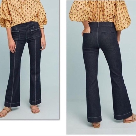 Anthropologie x Pilcro & The Letterpress Bell Bottom Jeans High Rise Flare Sz 25 - Picture 1 of 16